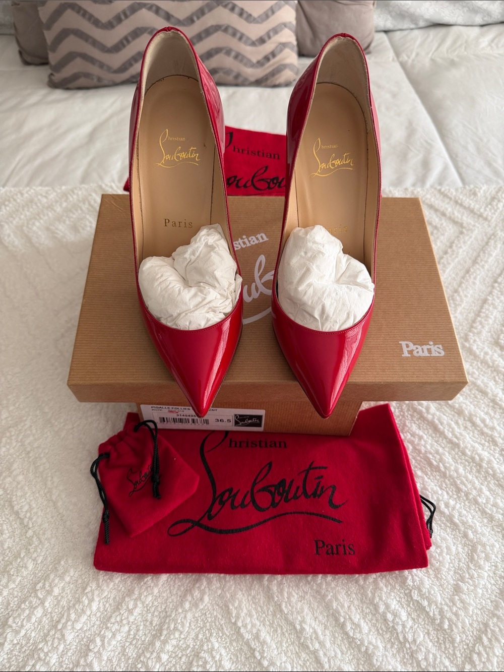 Christian Louboutin Patent Red Pointed-Toe Stiletto Pumps